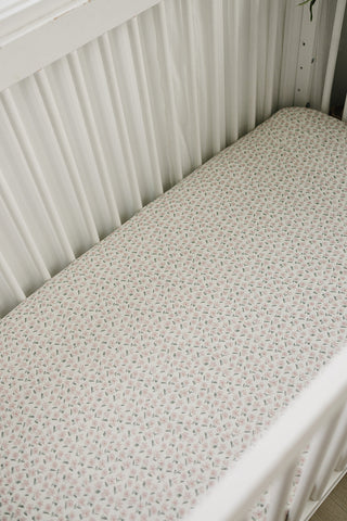 Pink Petal Floral Bamboo Stretch Crib Sheet