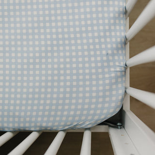 Blue Gingham Bamboo Stretch Crib Sheet