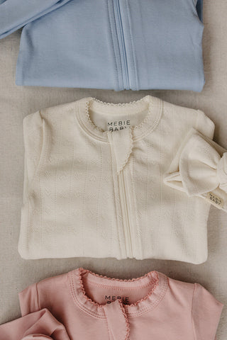 Cream Pointelle Cotton Zipper