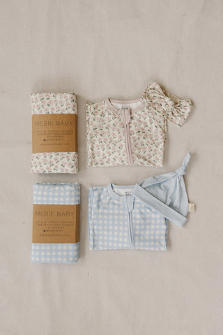 Blue Gingham Bamboo Stretch Swaddle