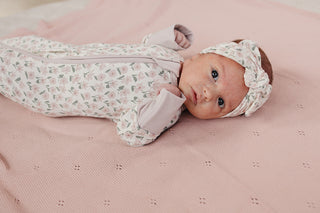 Pink Petal Floral Bamboo Zipper