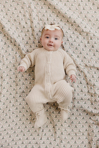 Oatmeal Knit Button Romper
