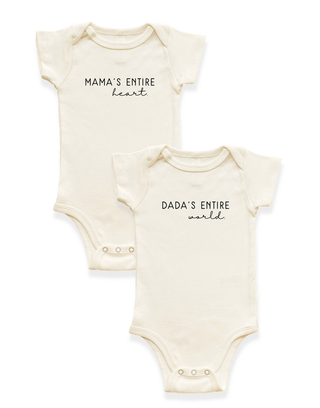 2 Pack - Mama's Entire Heart + Dada's Entire World Organic Cotton Baby Bodysuits