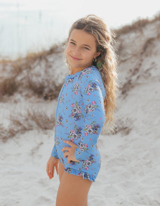 Mia Periwinkle Floral Zip Swimsuit