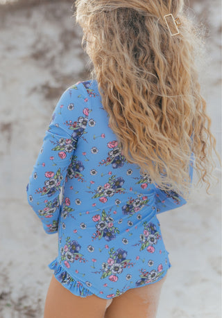 Mia Periwinkle Floral Zip Swimsuit