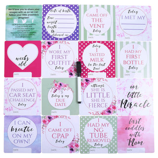 Girl Plastic NICU Milestone Cards w/ Marker