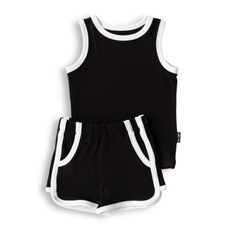 TRACK SHORTS SET- Bamboo Rib Midnight