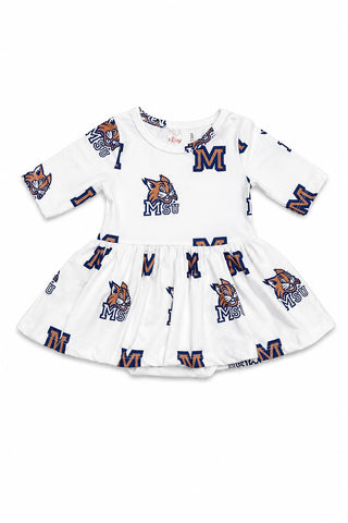 Montana State University White Bobcat 3/4 Sleeve Twirl Bodysuit