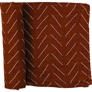 Rust Mudcloth Muslin Swaddle Blanket