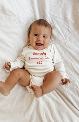 Santa's Favorite Elf Organic Baby Bodysuit Long Sleeve