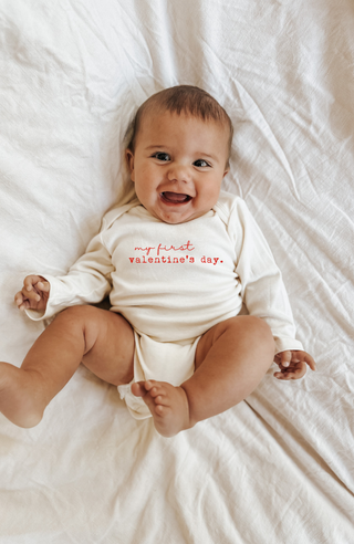 My First Valentine's Day Organic Baby Bodysuit Long Sleeve