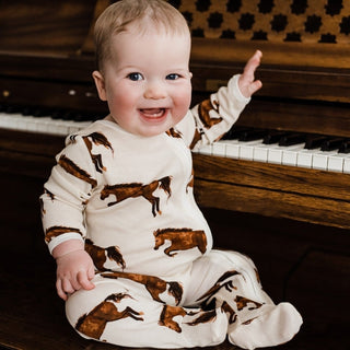 Camping Bamboo Zipper Footed Romper