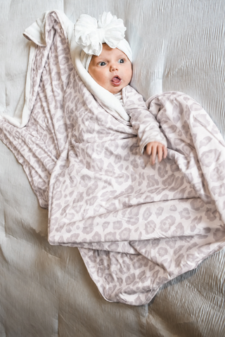 Natural Leopard | Bamboo Plush Baby Blanket (preorder)