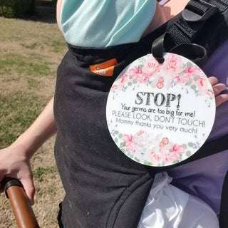 Flower No Touching Baby Car Seat Sign Tag