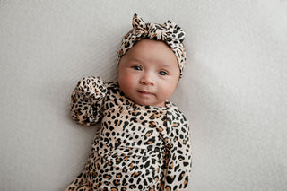 Leopard Knotted Newborn Baby Gown