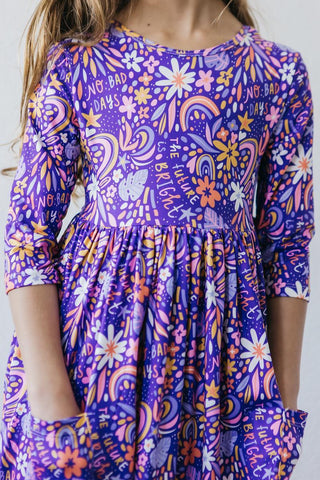 No Bad Days 3/4 Sleeve Pocket Twirl Dress