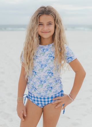 Olivia Periwinkle Floral Rash guard Swimsuit