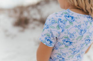 Olivia Periwinkle Floral Rash guard Swimsuit