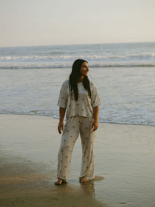 Women's Boxy Tee Lounge Set | Palm Tree