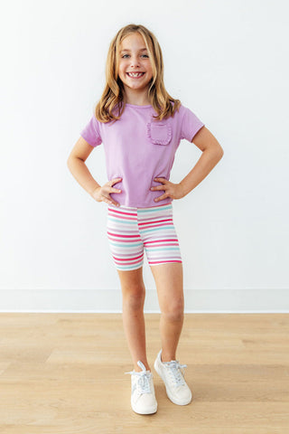 Bright Lilac Ruffle Pocket Tee