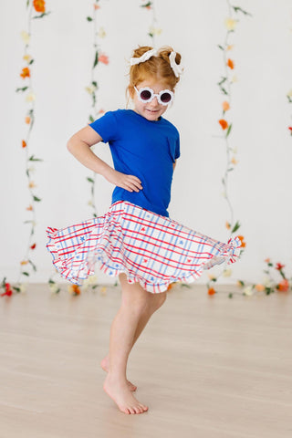 SALE Patriotic Plaid Ruffle Twirl Skort