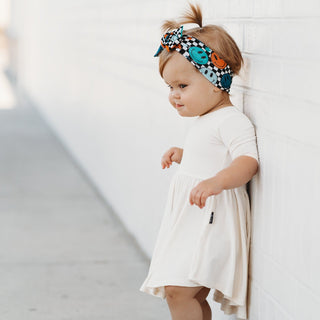 HEADBAND- Blue Check Smile Bamboo Viscose
