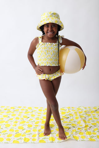 LEMON BLOSSOMS DREAM SMOCKED TANKINI TWO PIECE SWIM SUIT
