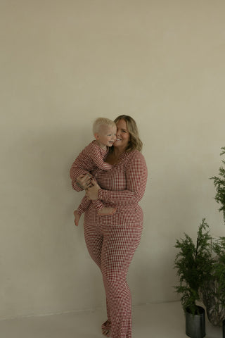 Women's Long Sleeve Bamboo Pajama | Red Gingham
