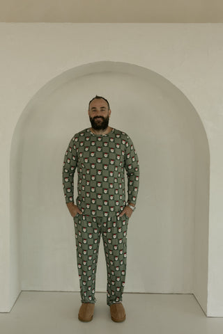 Men's Bamboo Pajamas | Santa Checkerboard