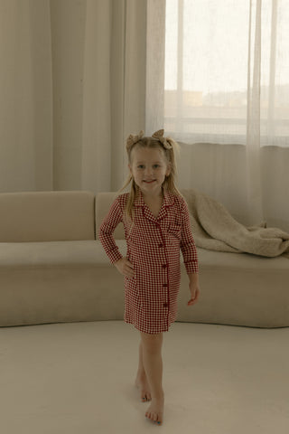 Toddler Bamboo Sleeping Dress | Red Gingham