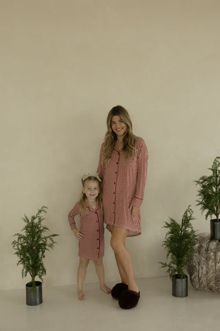 Women's Bamboo Sleeping Dress | Red Gingham