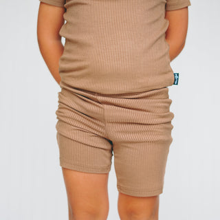 TWO PIECE SHORTIE SET- Mocha Ribbed