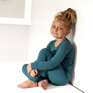 LONG SLEEVE 2 PIECE SETS- Peacock Ribbed