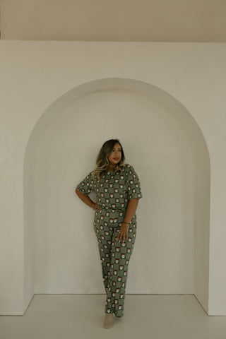 Women's Boxy Tee Lounge Set | Santa Checkerboard