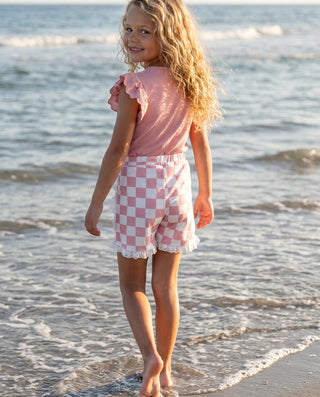 Pink Check Short Set