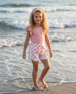 Pink Check Short Set