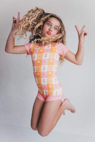 Pink Hearts Shortie Leotard