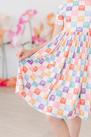 SALE Rainbow Ribbons S/S Pocket Twirl Dress