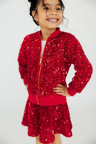 Red Velvet Sequin Twirl Skort