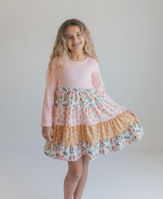 Avery Blush Floral Long Sleeve Dress
