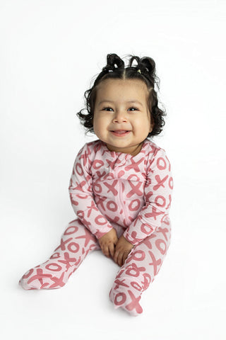 Valentine's Day XOXO Bamboo Newborn Zipper Pajamas Sleepers