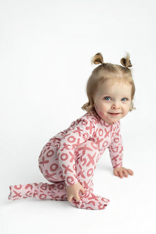 Valentine's Day XOXO Bamboo Newborn Zipper Pajamas Sleepers