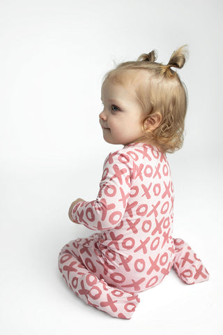 Valentine's Day XOXO Bamboo Newborn Zipper Pajamas Sleepers