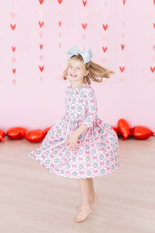 SALE Disco Bows 3/4 Sleeve Pocket Twirl Dress