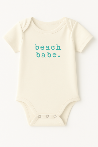 Beach Babe Seafoam Organic Cotton Baby Bodysuit Short Sleeve