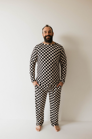 Men's Bamboo Pajama | Black Checkerboard