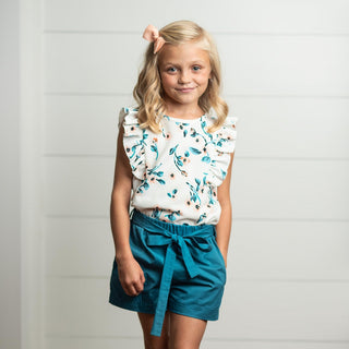 White Floral Short Set