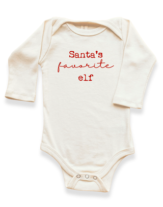 Santa's Favorite Elf Organic Baby Bodysuit Long Sleeve
