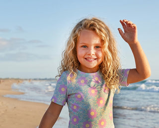 Sophie Mint Lavender Ruffles Rash Guard Swimsuit