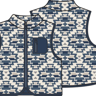 Southwest Navy Fleece - Fleece Zip Vest